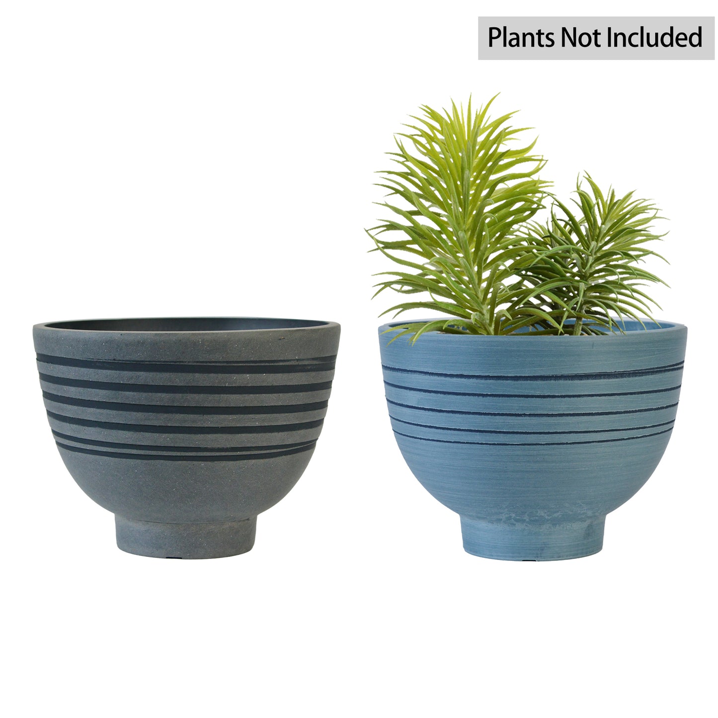 GreenShip Planter 8 inch W / 10 inch W Indoor Plants,  2 Pack Modern Decorative Plant Pots with Drainage Hole,  Cute Bowl Shape Flower Pots(Plants Not Included)