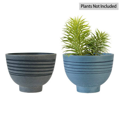 GreenShip Planter 8 inch W / 10 inch W Indoor Plants,  2 Pack Modern Decorative Plant Pots with Drainage Hole,  Cute Bowl Shape Flower Pots(Plants Not Included)