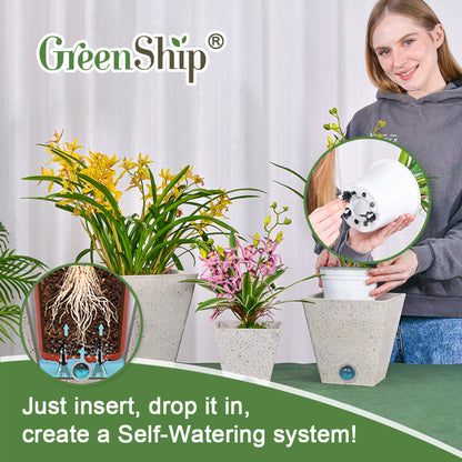 GreenShip Self Watering Pots for Indoor Plants, 6 inch 8 inch 10 inch Set of 3 Planter, White Modern Decorative Flower Pots(Plants Not Included)