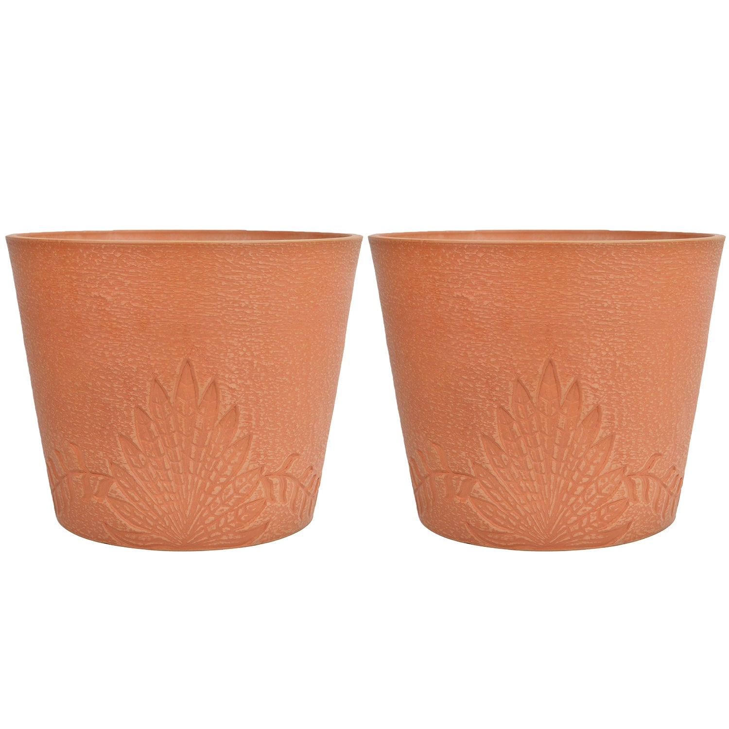 150l plant pot GreenShip 15 inch Large Planters, Set of 2 Relief Planters - Recycled Resin  & Stone Composite Flower Pots