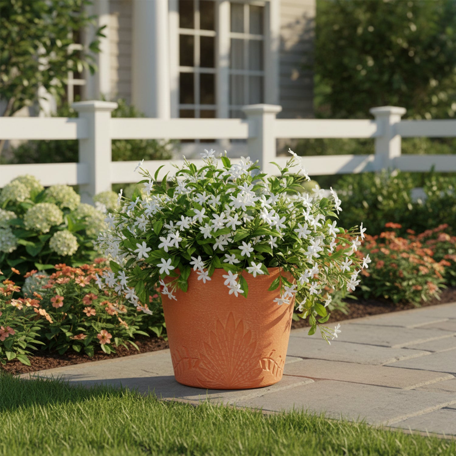 GreenShip 15 inch Large Planters, Set of 2 Relief Planters