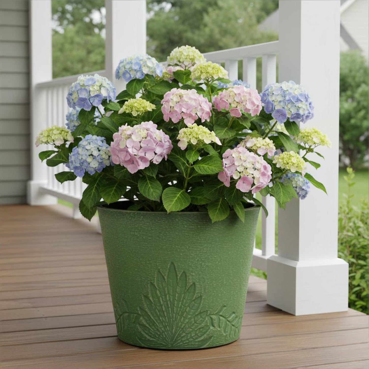 large recycled plant pots GreenShip 15 inch Large Planters, Set of 2 Relief Planters