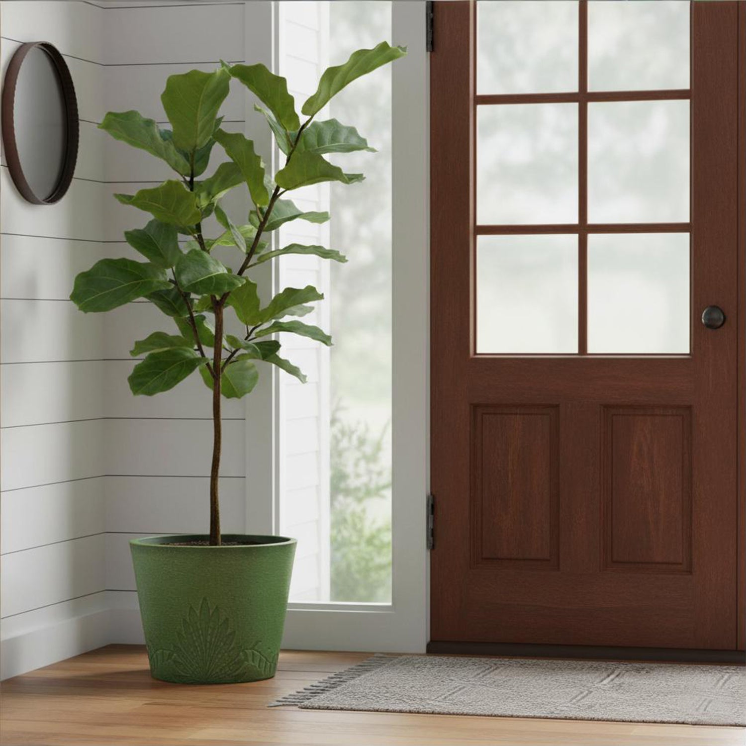 15 inch planter indoor GreenShip 15 inch Large Planters, Set of 2 Relief Planters