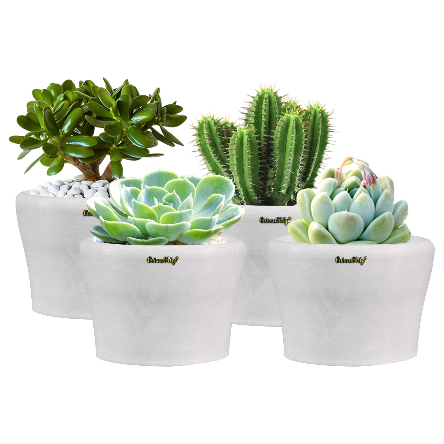 GreenShip Small Planters for Indoor Plants,5 inch Plante, Modern Plant Pots,Windowsill Planters Set, Home Office Decorative Flower Pots(Plants Not Included)