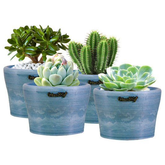 GreenShip Small Planters for Indoor Plants,5 inch Plante, Modern Plant Pots,Windowsill Planters Set, Home Office Decorative Flower Pots(Plants Not Included)