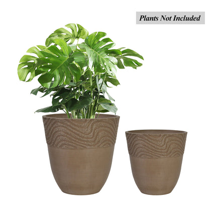 GreenShip Planter 8 inch 12 inch for Indoor Outdoor Plants,  Modern Decorative Plant Pots with Drainage Hole,  Decorative Flower Pots(Plants Not Included)