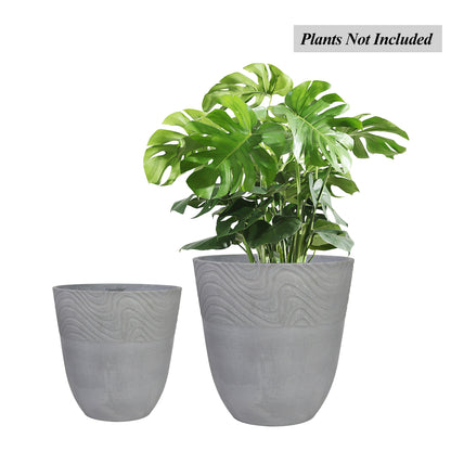 GreenShip Planter 8 inch 12 inch for Indoor Outdoor Plants,  Modern Decorative Plant Pots with Drainage Hole,  Decorative Flower Pots(Plants Not Included)