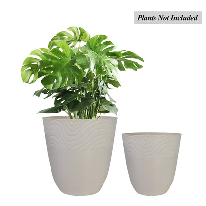 GreenShip Planter 8 inch 12 inch for Indoor Outdoor Plants,  Modern Decorative Plant Pots with Drainage Hole,  Decorative Flower Pots(Plants Not Included)