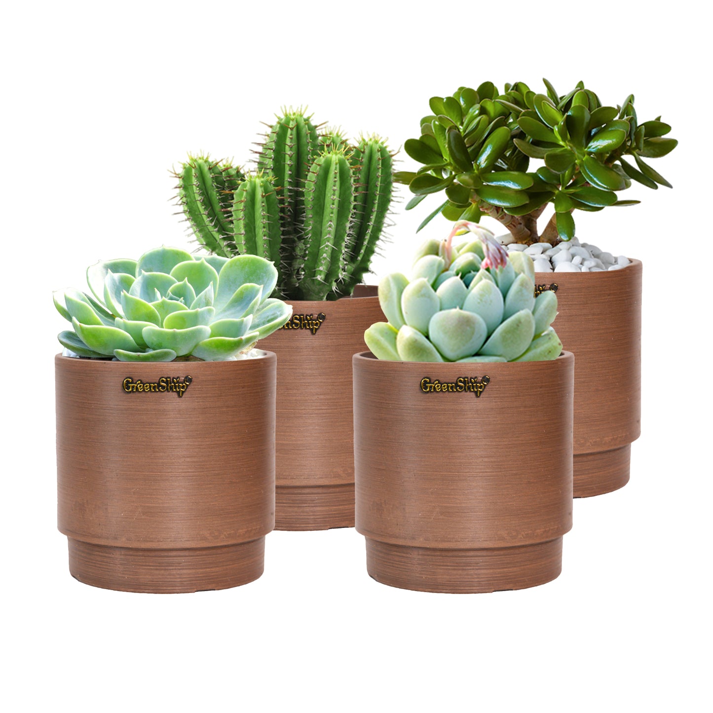 GreenShip Small Planters for Indoor Plants,5 Inch Planters with Drainage Hole,Modern Plant Pots,Windowsill Planters Set, Home Office Decorative Flower Pots(Plants Not Included)