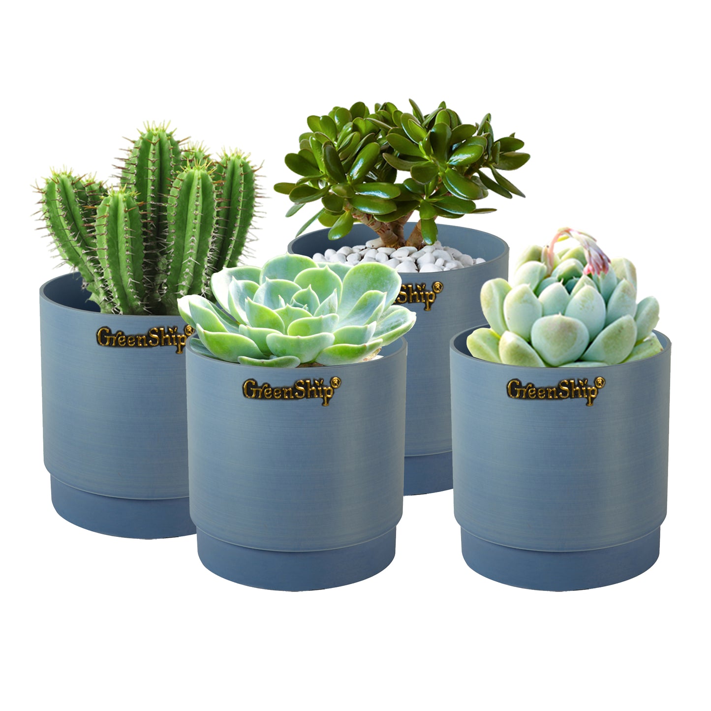 GreenShip Small Planters for Indoor Plants,5 Inch Planters with Drainage Hole,Modern Plant Pots,Windowsill Planters Set, Home Office Decorative Flower Pots(Plants Not Included)