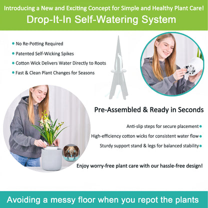GreenShip Self Watering Spikes for Indoor & Outdoor Plants, Automatic Plant Watering Stakes, Patented Wick Spikes, Vacation Use,Fits Height 4.7"-12" Planters