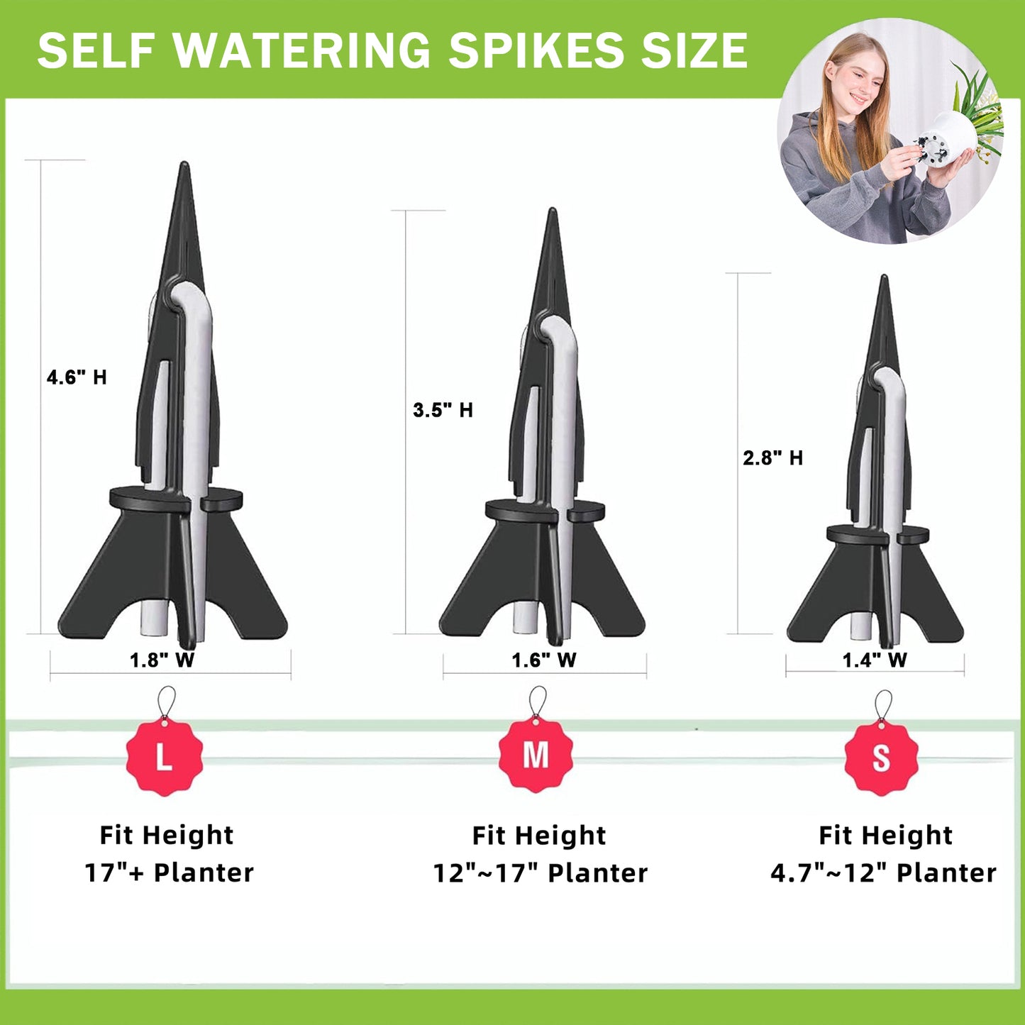 GreenShip Self Watering Spikes for Indoor & Outdoor Plants, Automatic Plant Watering Stakes, Patented Wick Spikes, Vacation Use