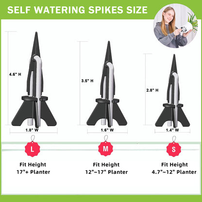 GreenShip Self Watering Spikes for Indoor & Outdoor Plants, Automatic Plant Watering Stakes, Patented Wick Spikes, Vacation Use,Fits Height 4.7"-12" Planters