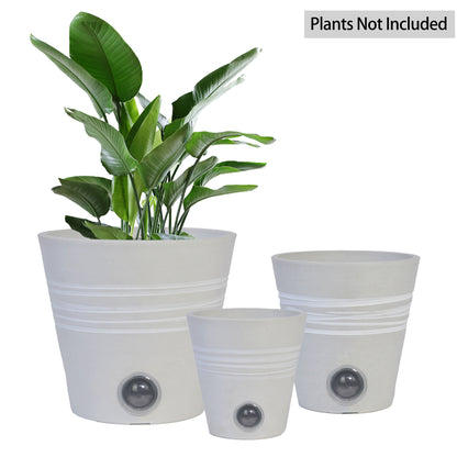 GreenShip Self Watering Pots for Indoor Plants, 5 inch 6 inch 8 inch Set of 3 Planter with Self-Watering Spikes, White Modern Decorative Flower Pots(Plants Not Included)