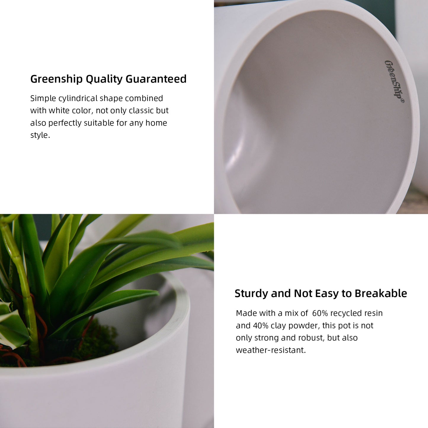 GreenShip 3 Pack Self-Watering Pots for Indoor Plants, 6 inch 8 inch 10 inch Planter, Modern Decorative Flower Pots(Plants Not Included)