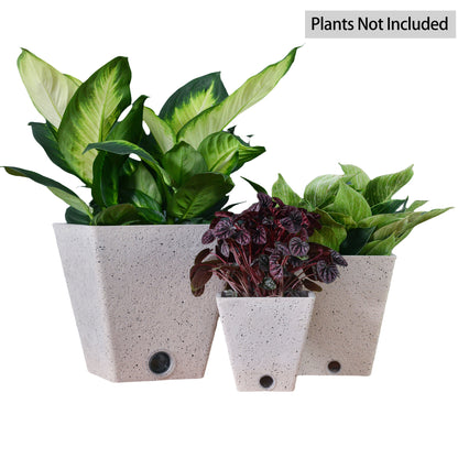 GreenShip Self Watering Pots for Indoor Plants, 6 inch 8 inch 10 inch Set of 3 Planter, White Modern Decorative Flower Pots(Plants Not Included)