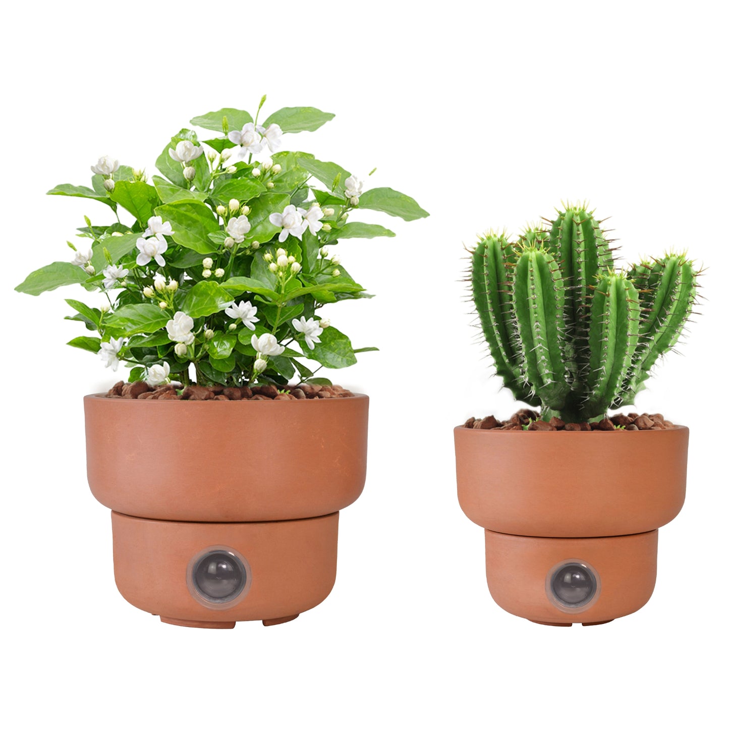 GreenShip Self-Watering Plant Pot Set of 2, Round Planter for Indoor Plants with Self Wicking Stand, Modern Decorative Flower Pots(Plants Not Included)