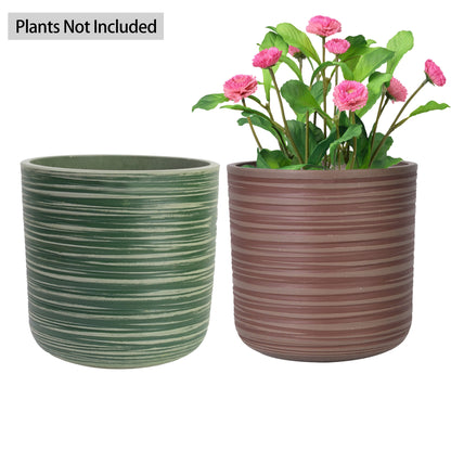 GreenShip Planter for Indoor Plants,8 inch or 10 inch Plant Pots with Drainage Hole,Modern Plant Pots,Decorative Flower Pots(Plants Not Included)