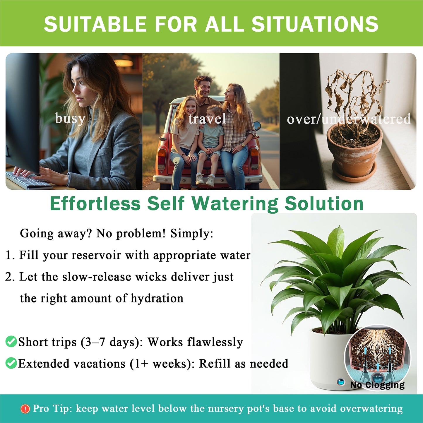 GreenShip Self Watering Spikes for Indoor & Outdoor Plants, Automatic Plant Watering Stakes, Patented Wick Spikes, Vacation Use