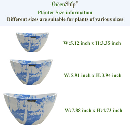 GreenShip 3 Pack Planters for Indoor Plants, Modern Plant Pots,Windowsill Planters Set, Home Office Decorative Flower Pots(Plants Not Included)