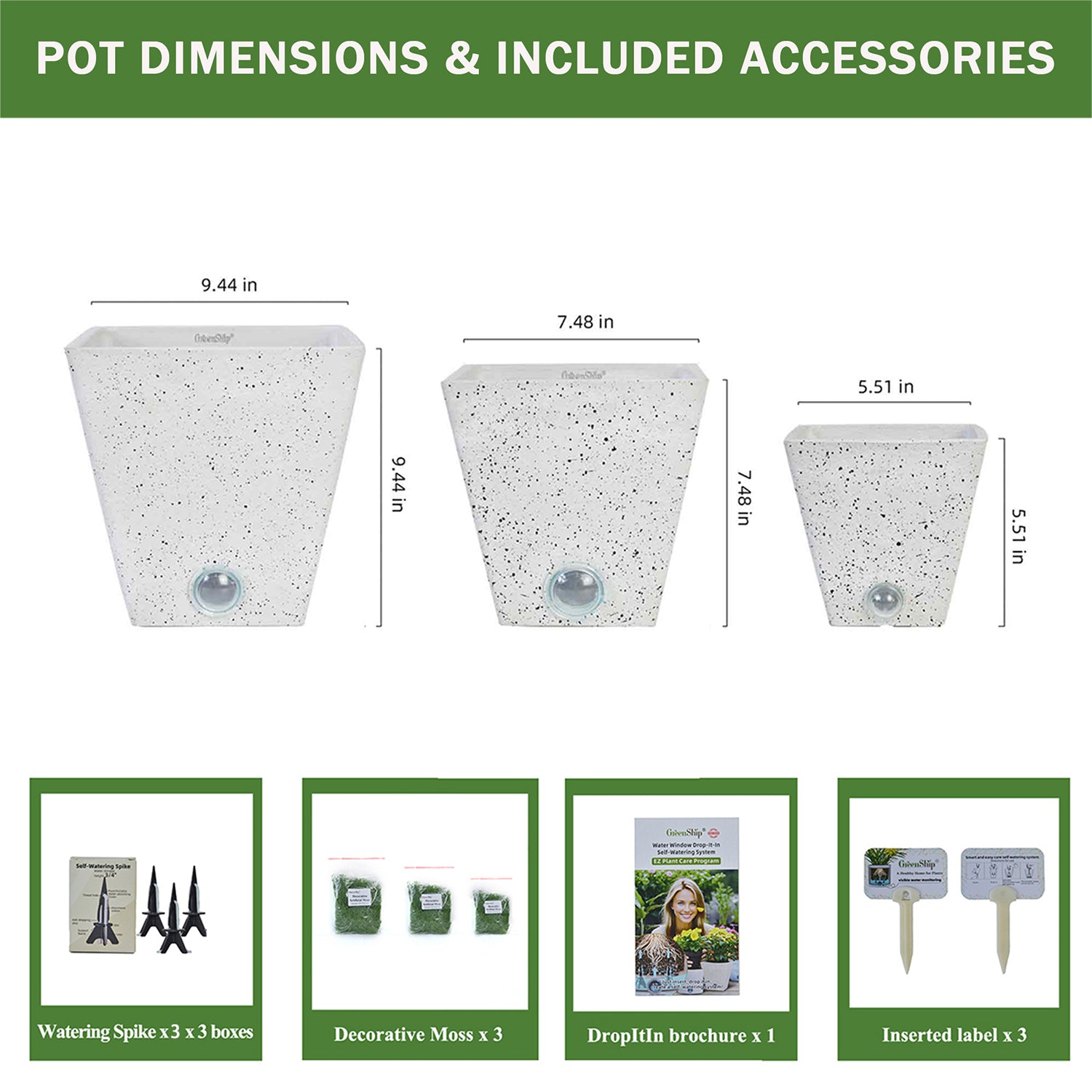 planter pot dimensions Self-Watering Tall Square Pot System for Indoor Plants (Set of 3)