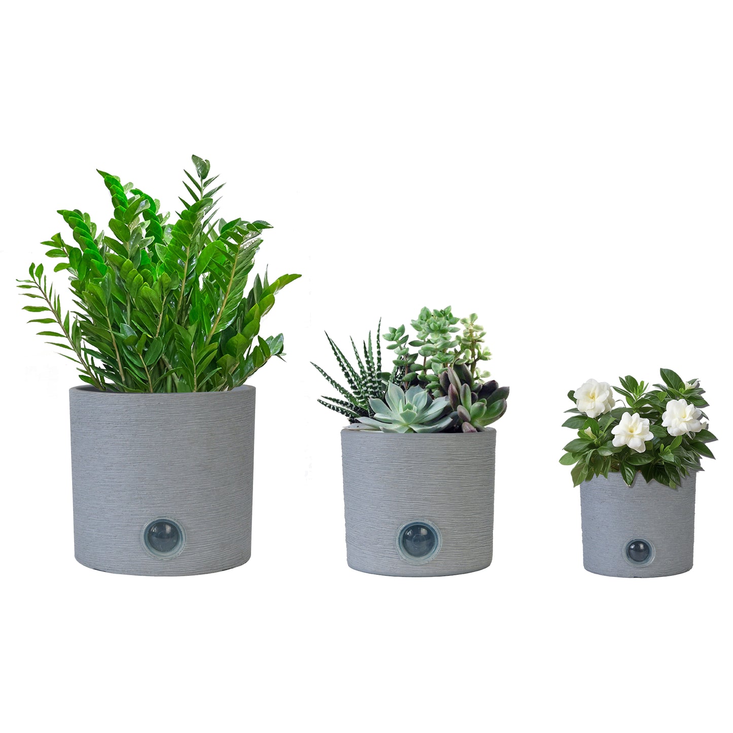 GreenShip Cylinder Self-Watering Plant Pots for Indoor Plants, 5 6 8 inch Set of 3 Planter with Self-Watering Spikes, Modern Decorative Flower Pots(Plants Not Included)