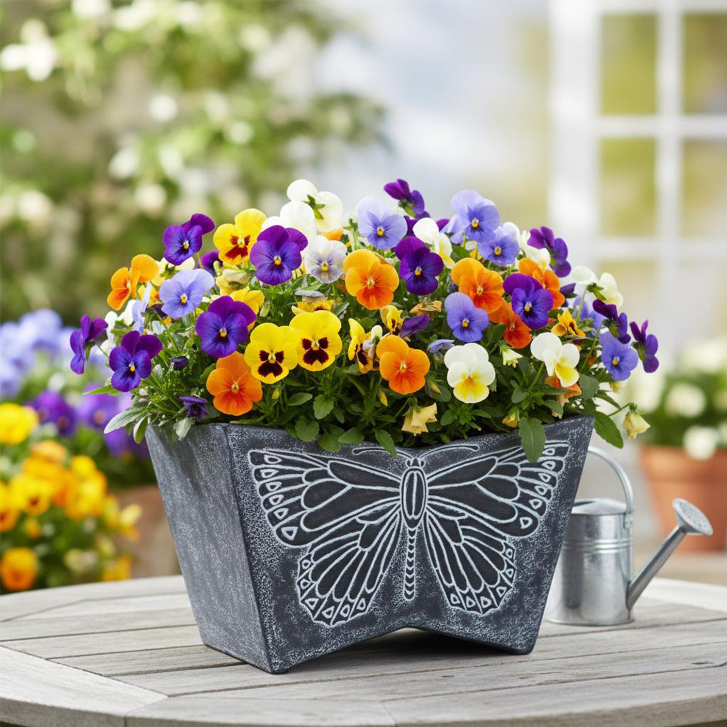 16 inch pot for plants GreenShip 16 inch Planter with Butterfly Relief