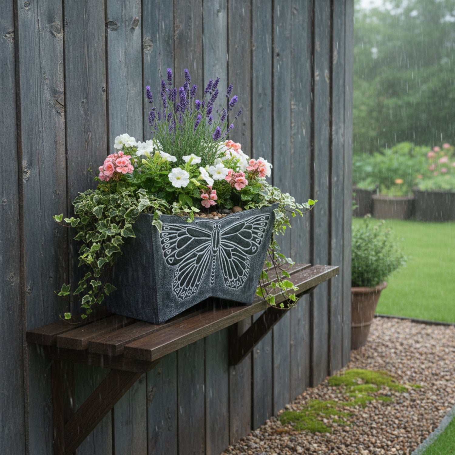 butterfly planter pots GreenShip 16 inch Planter with Butterfly Relief