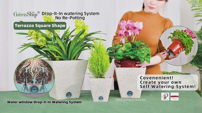 GreenShip Self Watering Pots for Indoor Plants, 6 inch 8 inch 10 inch Set of 3 Planter, White Modern Decorative Flower Pots(Plants Not Included)