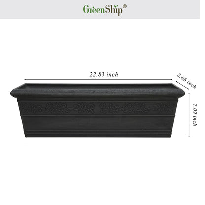 GreenShip 23 inch Classic Heavy Rim Long Large Box Planter for Indoor Outdoor Patio Balcony, Durable Window Planter with Drainage Hole(Plants Not Included)